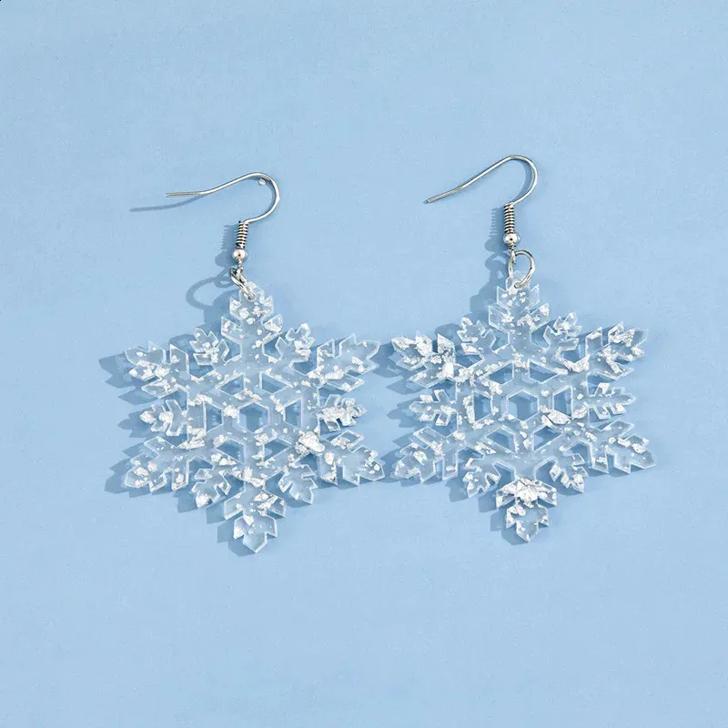 Зимние модные прозрачные акриловые серьги-подвески со снежинками и блестками для женщин, рождественские массивные серьги, ювелирные изделия, aretes de mujer 231110