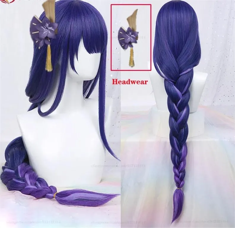 Cosplay Wigs Game Genshin Impact Raiden Shogun Cosplay Wig Beelzebul Purple Long Long Have Hair Party Baal Baal Wigs Cap