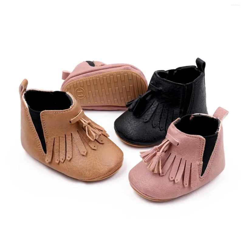 Bottes 0-18M infantile enfant en bas âge né fille cheville glands PU hiver chaud bébé chaussures de marche D05