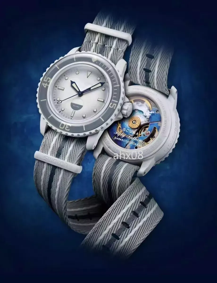 Ocean Watch Herrenuhr, Biokeramik, automatische mechanische Uhren, hochwertige, voll funktionsfähige Pazifik- und Antarktis-Ozean-Indianeruhr, Designeruhren mit Uhrwerk