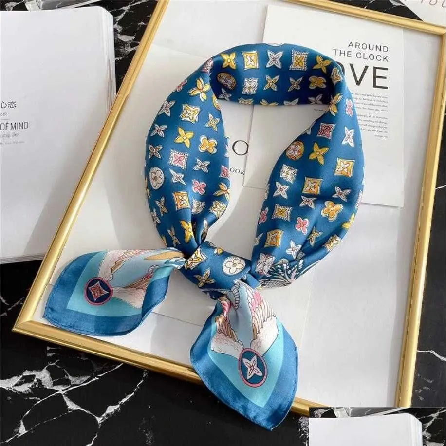 scarves designer letters print flower imitate silk scarf headband for women fashion long handle bag scarves paris shoulder tote luggage ribbon