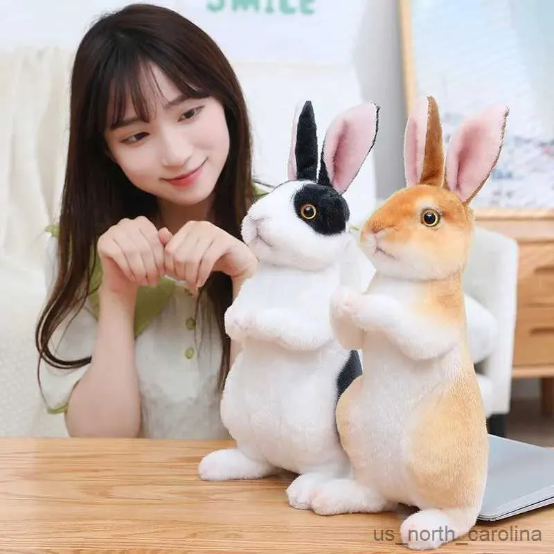 Doldurulmuş peluş hayvanlar 1 adet rastgele gerçekçi sevimli peluş tavşanlar hayat benzeri hayvan fotoğraf propları tavşan oyuncak modeli doğum günü hediyesi