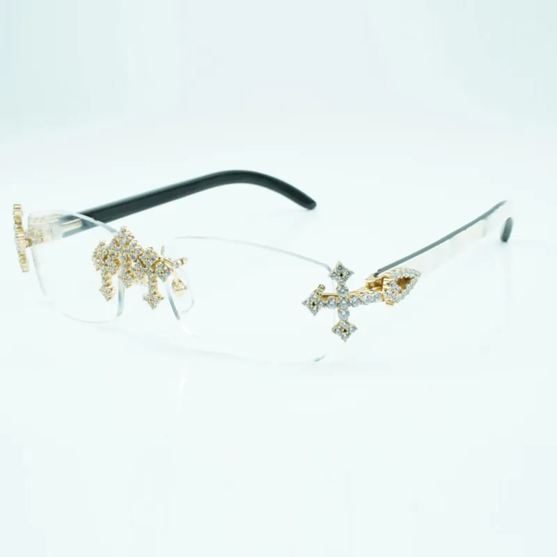 إطارات نظارات الماس المتقاطع 3524012 مع عصي قرون جاموس هجينة طبيعية وعدسة 56 مم