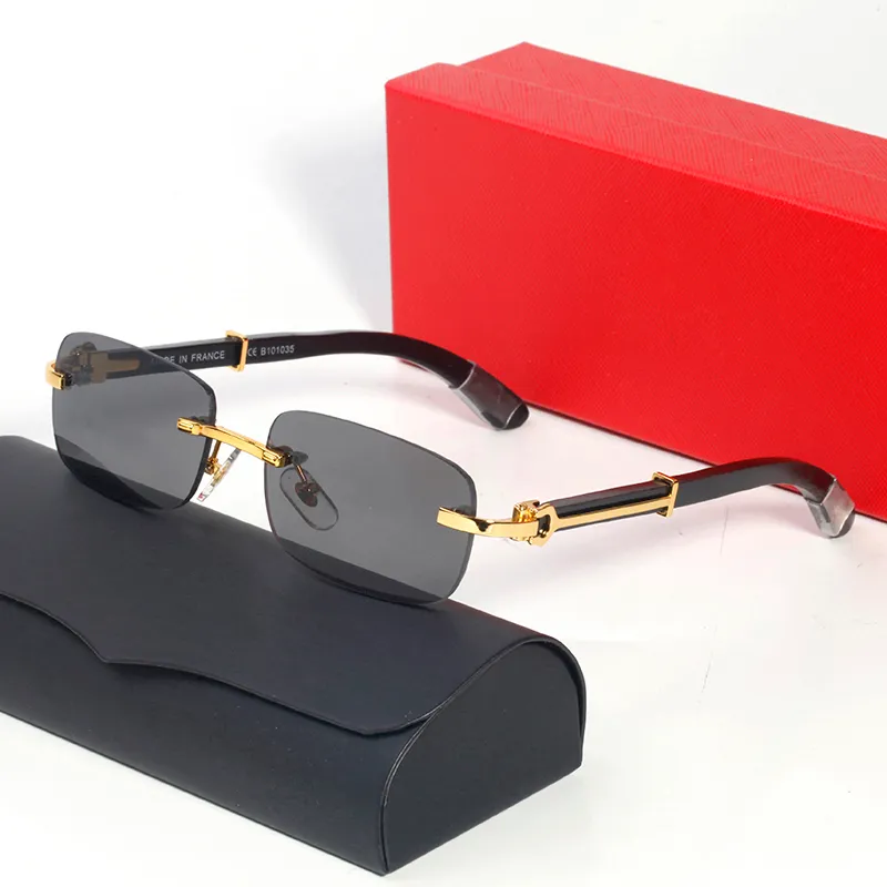 mens sunglasses designer square carti glasses mirror frame designer gold alloy frames frameless driving eyewear wood bamboo outdoor goggle men with original box