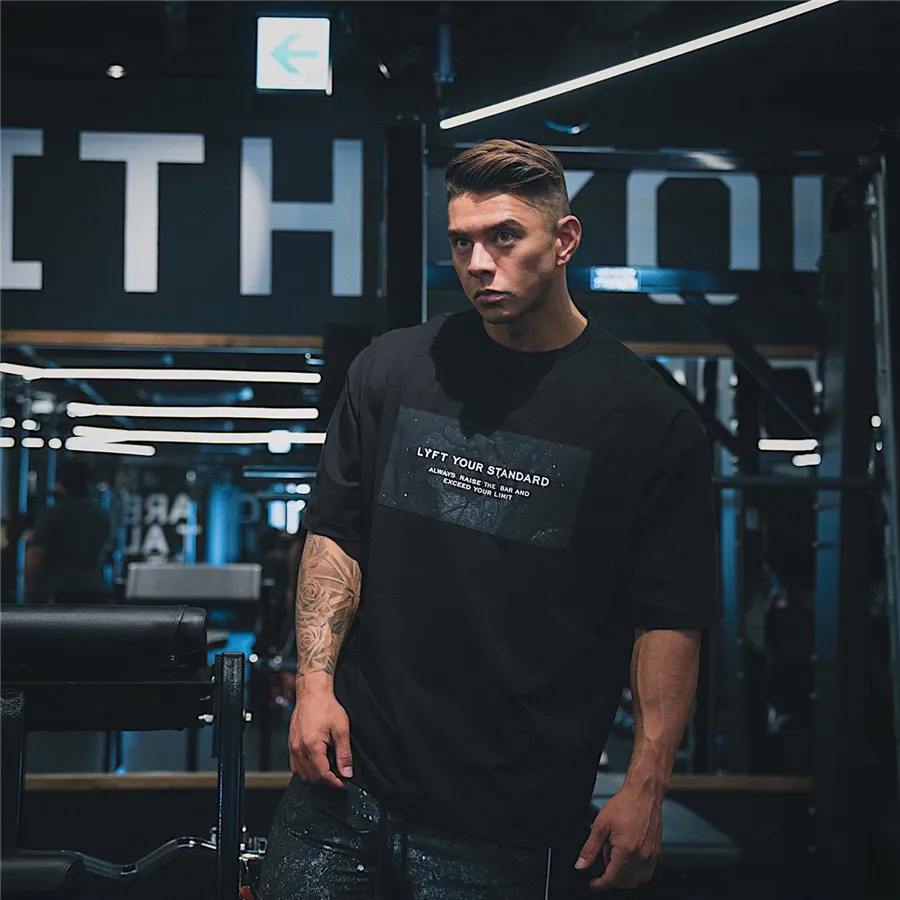 Erkekler Tişörtleri Ultrafine T-Shirt Düz Renkli Spor Giyim Fitness Gevşek Fit Spor Gömlek Hip Hop 230410