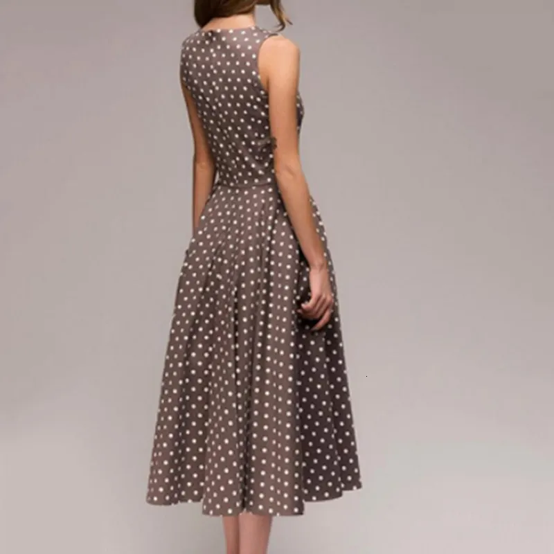Casual Sleeveless O-Neck Mid-Calf Dot Print Jersey Dress for Women from  Dhgate Basic & Casual Dresses - price 25.63