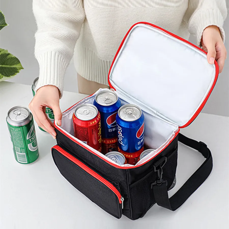 Borsa termica per il pranzo con tracolla regolabile argento
