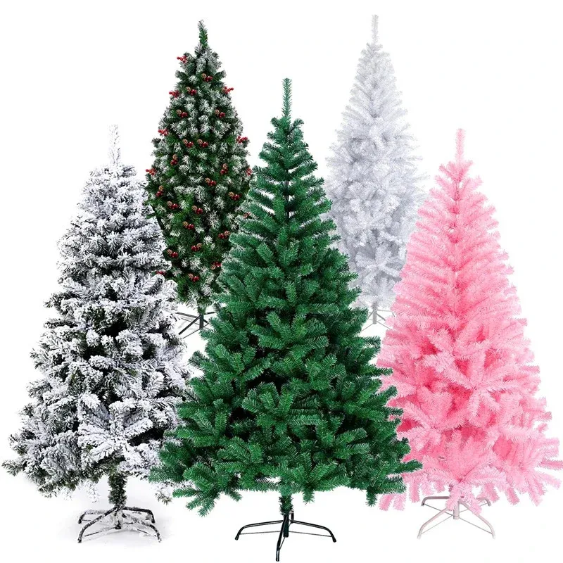 Décorations de Noël 456 pieds pin artificiel décoration de Noël année de vacances avec support en métal robuste blanc rose Crismas 231110