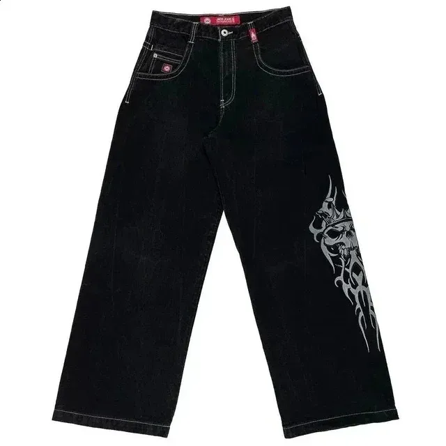 Jeans da uomo Jeans da uomo JNCO Jeans larghi Y2K Grafica da lettera hip-hop da uomo Jeans blu retrò Pantaloni denim Pantaloni gotici Harajuku a gamba larga Streetwear s4