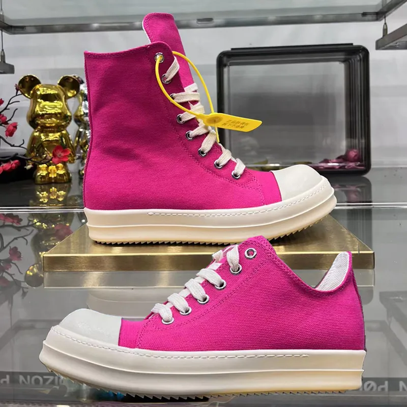 Casual Shoes Boots Rosy Red Women Ankle Breathable Canvas Flat Lace-up High-top Sneakers Spring Autumn Big Size Female