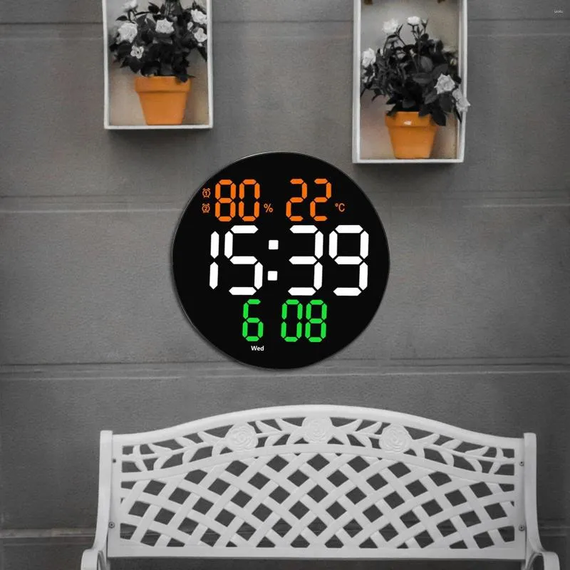 Wall Clocks 10 Inches Digital Clock Indoor Temperature Humidity For Home