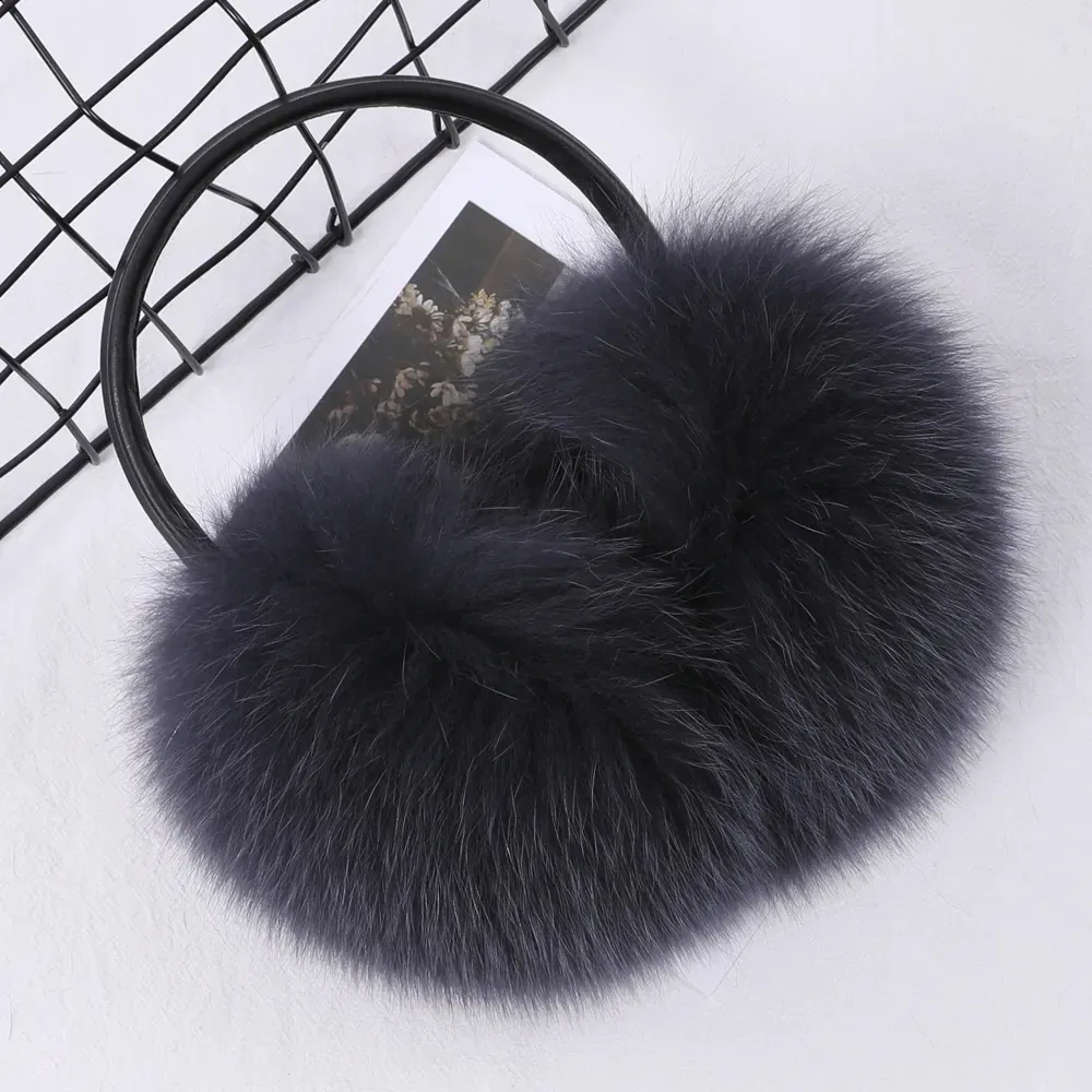 Ear Muffs Real Fox Raccoon Fur Hang Ear Cover Warm Winter Earmuffs Headwear Ear Muffs Earmuffs Cold Ear Warmer Ear Protection Headband 231109