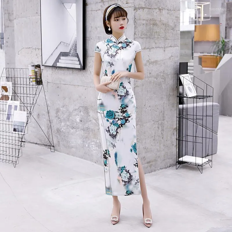 Ethnische Kleidung Übergröße 4XL Kurzarm Elegante Qipao Kleider Chinesisches hübsches Cheongsam Kleid Damen Vintage Kostüm