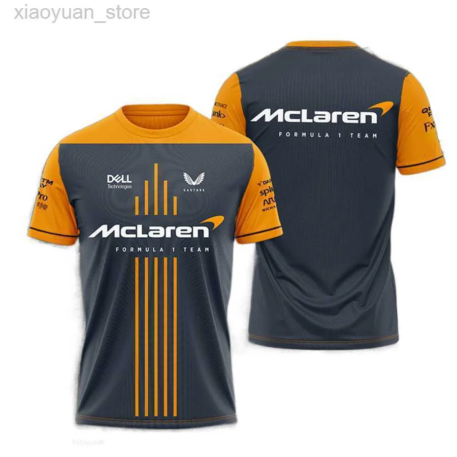 Camisetas masculinas camisetas masculinas camisetas confordado 3d de mclaren f1 para hombrea mujer camiseta deportiva de manga corta con cuello redondo 2023 m230410