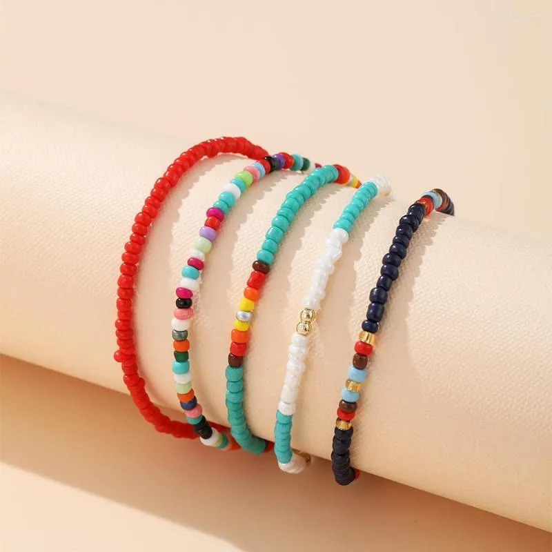 Braccialetti con ciondoli Set di braccialetti multicolori con perline etniche bohémien per le donne Lettere di moda Perline fatte a mano per coppie Gioielli Boho