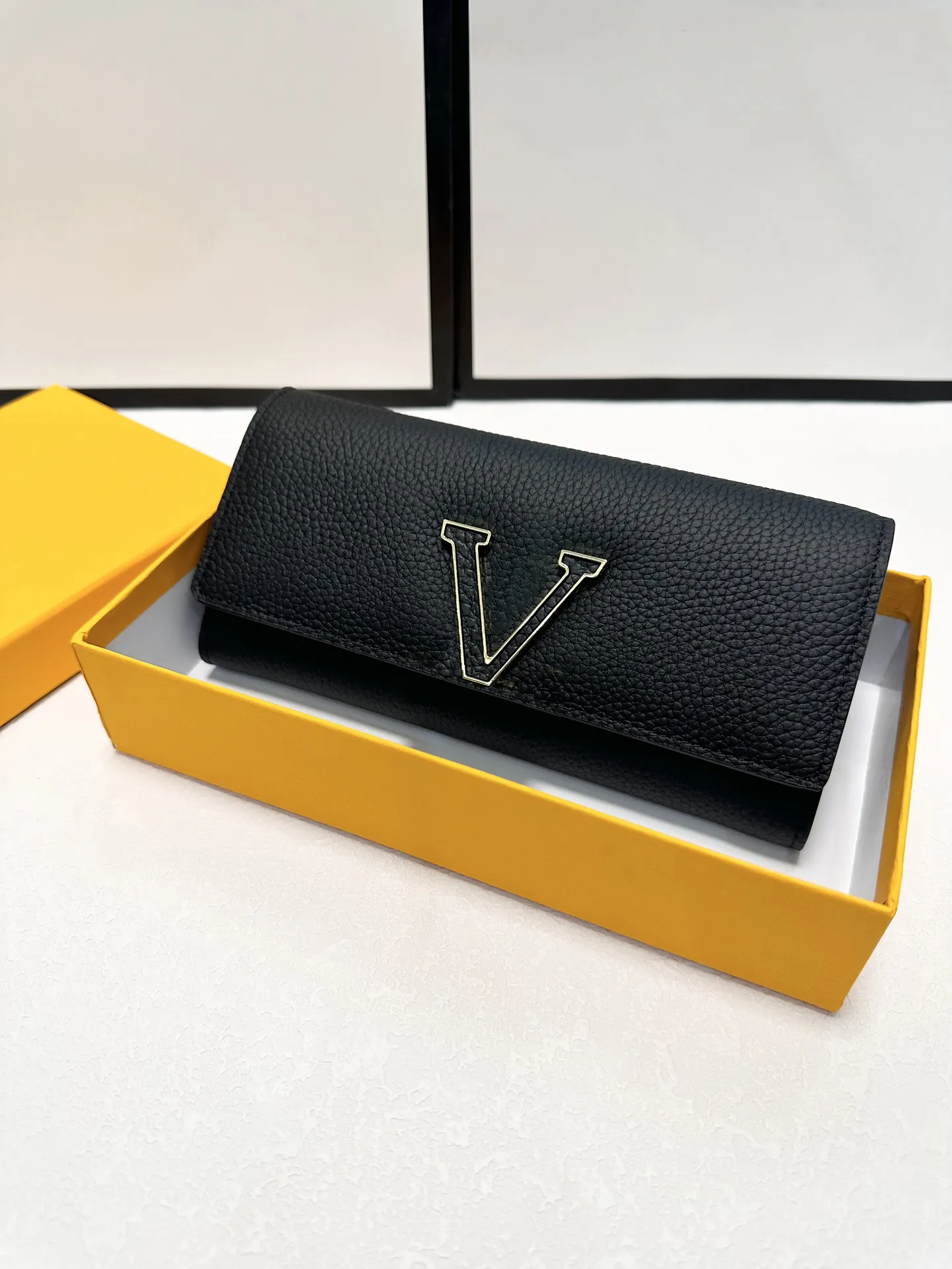 23SS unisex luksusowy projektant czysty czarny wielofunkcyjny długi portfel wnętkowy gniazdo kieszonkowy portfel monety 19cm 19 cm