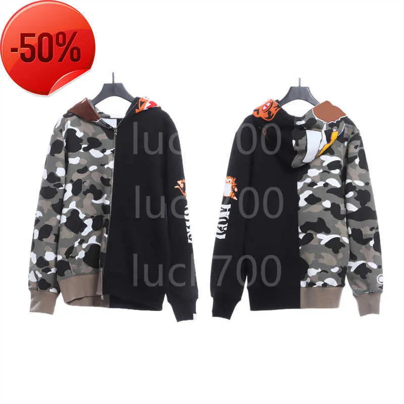 Hoodies Sweatshirts Luxury Mens Hoodie Camo Pattern Panel Sweater Coat Autumn Fashion Brand Long Sleeve Zipper Asian Size M-3xlS to 2XL Size