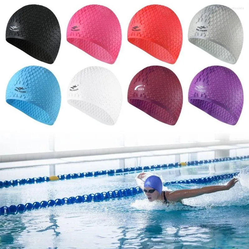 Bisiklet kapakları moda yetişkinler spa 3d ergonomik tasarım su geçirmez yüzme havuzu şapka yüzme şapkası silikon