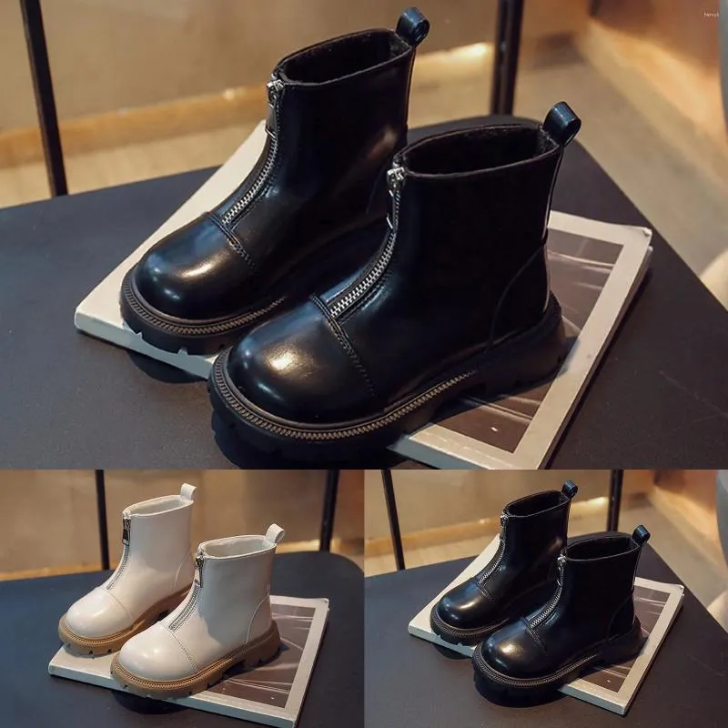 Bottes d'hiver pour enfants, chaussures à semelles plates, épaisses et solides, pour garçons et filles, taille 6