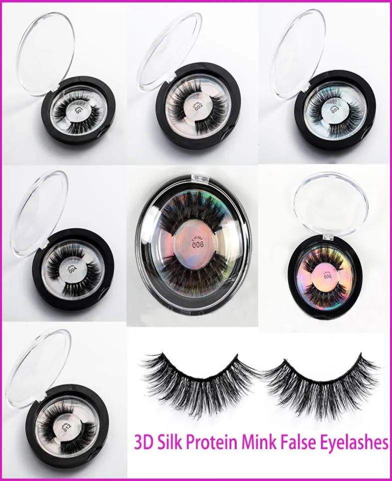 Mink Lashes 3D Silk Protein Mink Mink False Eyelashes Long rem rem reashes natural mink monk round box packaging1543457