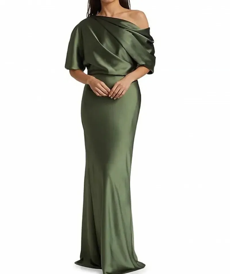 Mother Of The Bride Dresses Olive Green Elegant V Neck Ruffle Sleeves Back Zip Knee Length Mother Of The Bride Dresses