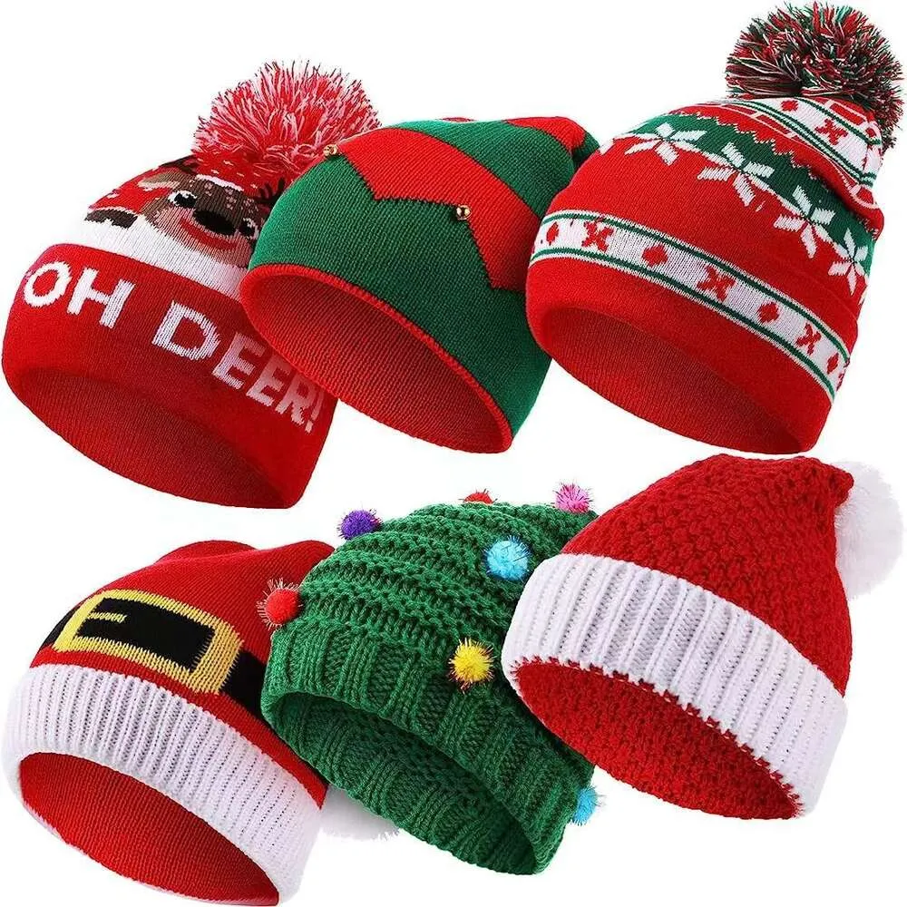 6 piece / Set Christmas Knitted Hat European and American outdoor warm knitted hat