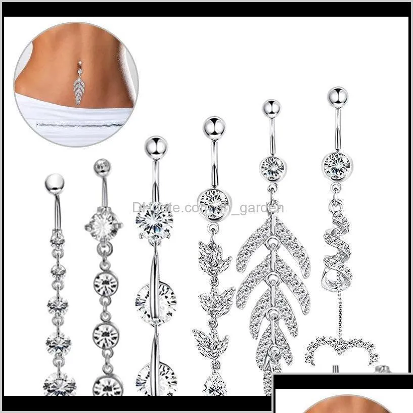 Navel Bell Button Rings Sier Rose Gold 6st Belly Dangle Body Piercing smycken Tillbehör Charmig y Bar 7CW9X Drop Leverans DHS7O