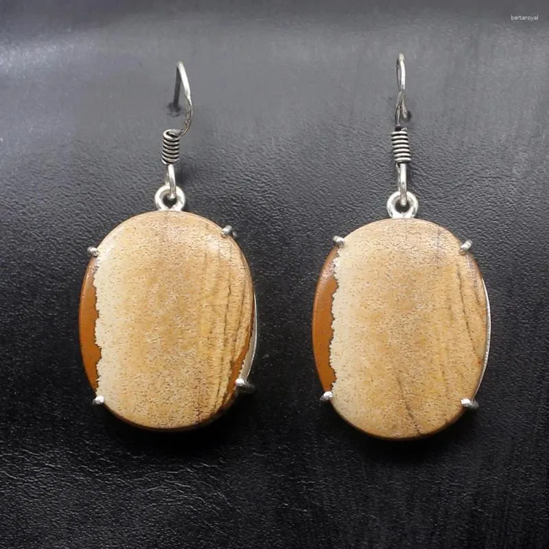 Dangle Earrings Hermosa Fantasy Charm Natural OceanJasper for Women 1 5/8インチNY1283