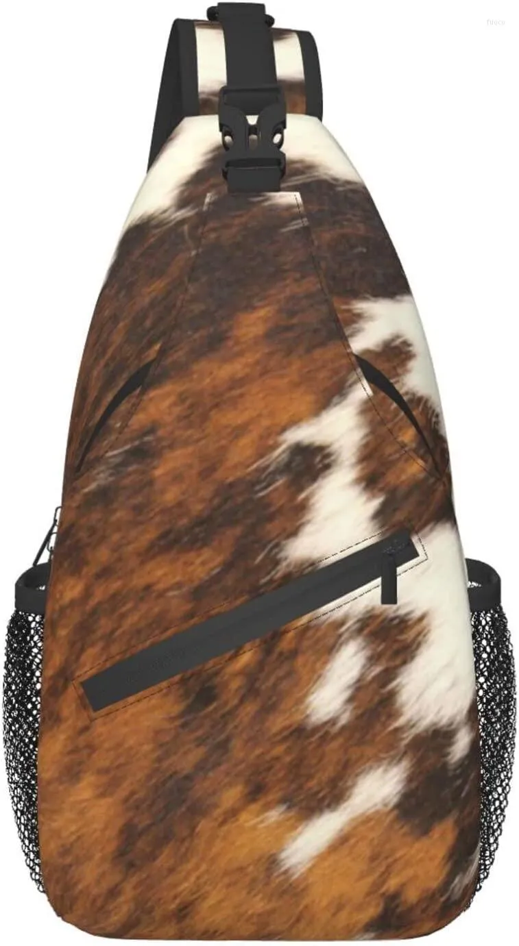 Backpack Red And White Cowhide Sling Bag Print Crossbody For Casual Shoulder Women Men