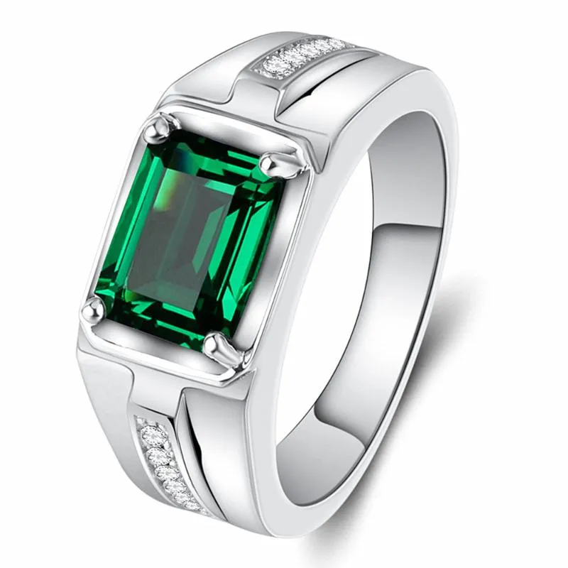 Pierścienie klastra klasyczne zielony niebieski kryształowy kamień szmaragd szlachetny szlachetne kamienie cyrkon diamenty dla mężczyzn biżuteria