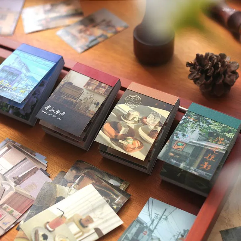 선물 랩 50pcs/도서 빈티지 라이트 하우스 플랜트 공장 와시 스티커 DIY 스크랩북 카드 제조 포 방지 저널 재료 스티커 레이블