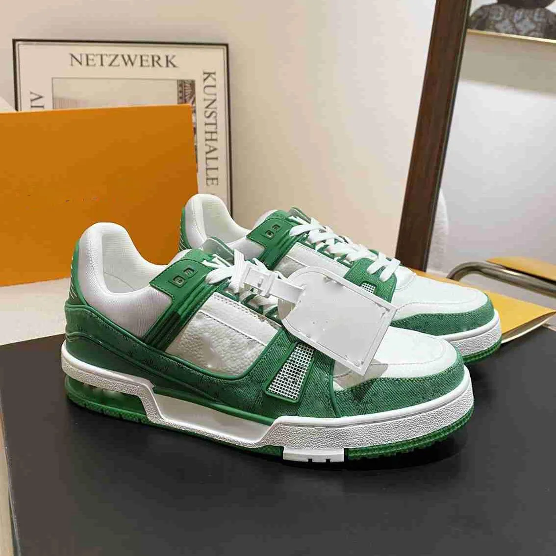 Designer Trainer Sneaker Virgil Casual Shoes Calfskin Leather Abloh Black White Green Red Blue Leather Overlays Platform outdoor Walking Low Sneakers