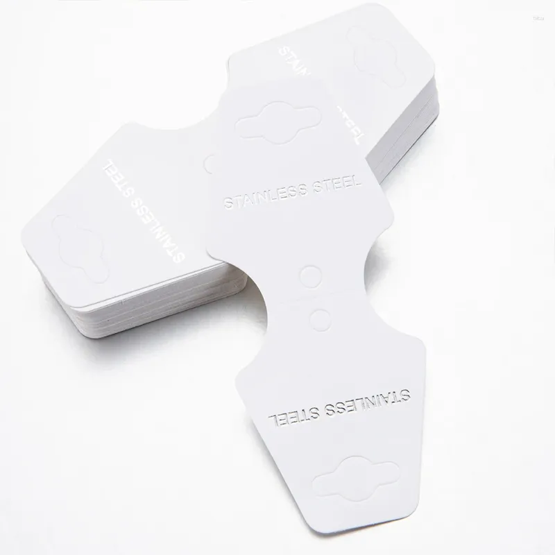 ジュエリーポーチ50pcsステンレススチールネックレスブレスレットハンディングディスプレイパッキングDIY小売価格カード用のフロダブルホワイトペーパーカード
