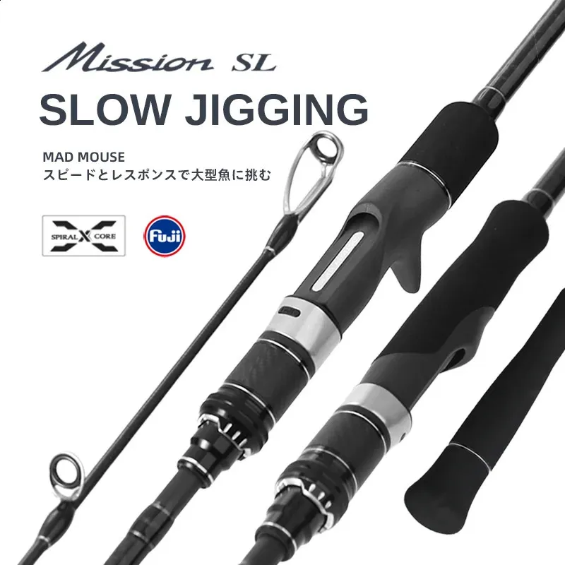 Boot Hengels MADMOUSE Japan Volledige Fuji Onderdelen Slow Jigging Rod SL 1.9M JIG80-330G Spinning/casting Boot Hengel Slatwater Hengel 231109