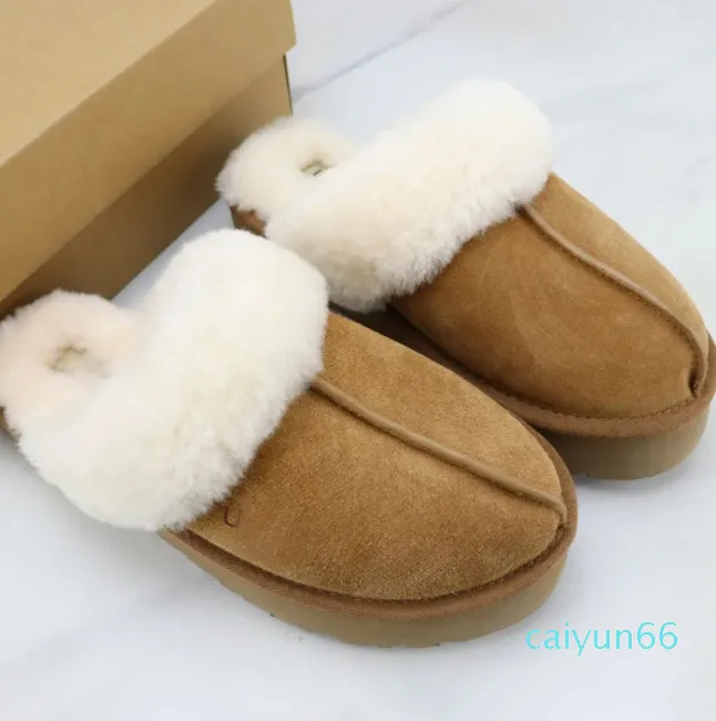 Women Men Warm Slippers Boots Winter Men'S And Women'S Cow Split Leather Cotton Shoes Leather And Fur Integrated Snow Half Plush Slippers Boots
