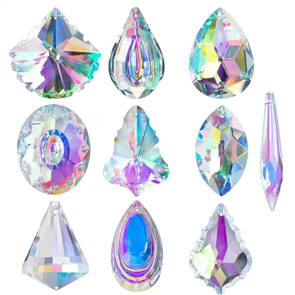 Prisms H D 1pc Hanging Crystal Prism Suncatcher Rainbow Windows Decoration AB-Color Chandelier Parts DIY Home Wedding Decor Accessories 231110