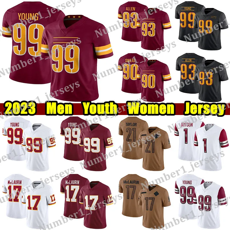 # 99 Chase Young jerseys futebol # 1 Jahan Dotson Antonio Gibson Tress Way Jonathan Allen Daron Payne Sean Taylor Terry McLaurin Camisetas personalizadas masculinas jovens femininas