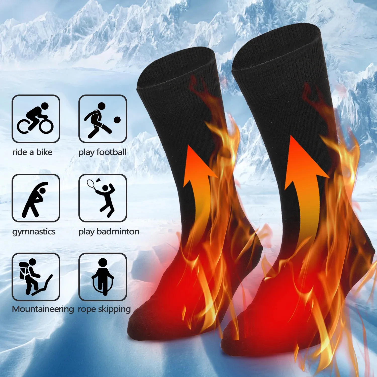 Sports Socks Electric Heated Socks Battery Powered Cold Weather Heat Socks for Men and Women Outdoor Riding Camping Hiking Warm Winter Socks 231109