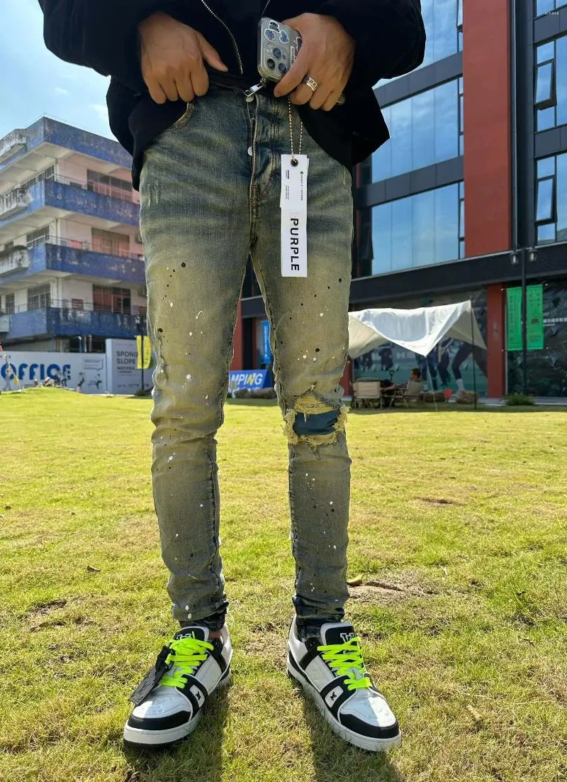 Erkekler kot pantolon satın almak erkek tasarımcı denim satışı sıska yırtılmış sıkıntılı ince fit yok edilmiş streç pantolon sokak kıyafeti pantolon