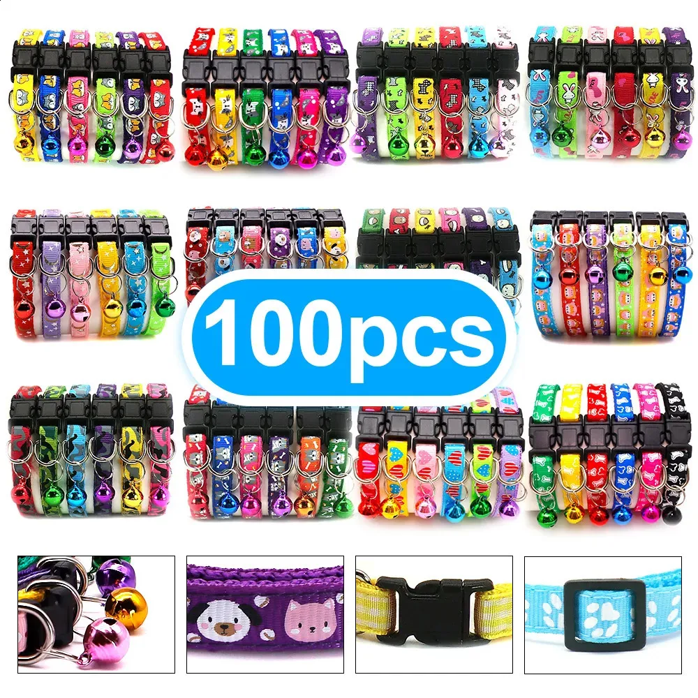 Colliers pour chiens Laisses En gros 100 pièces colliers pour animaux de compagnie petite et moyenne taille personnalisé chat laisse accessoires multicolore chien collier mode 231110