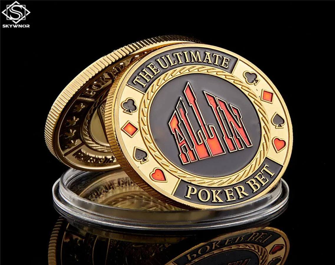 Wyzwanie rzemiosło Ultimate Poker Betquotall Inspit Poker Chip Guard Las Vegas Token Collection z okrągłym case metal9895209