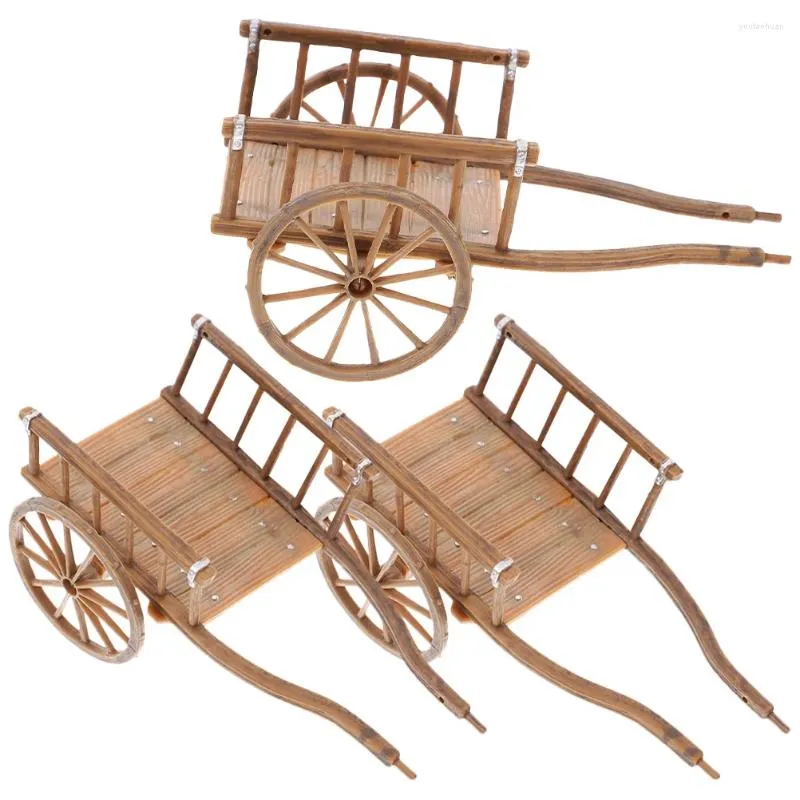 Décorations de jardin Mini chariot en plastique petit modèle de chariot de ferme artisanal modèles minuscules modélisation faux ornement de décor miniature