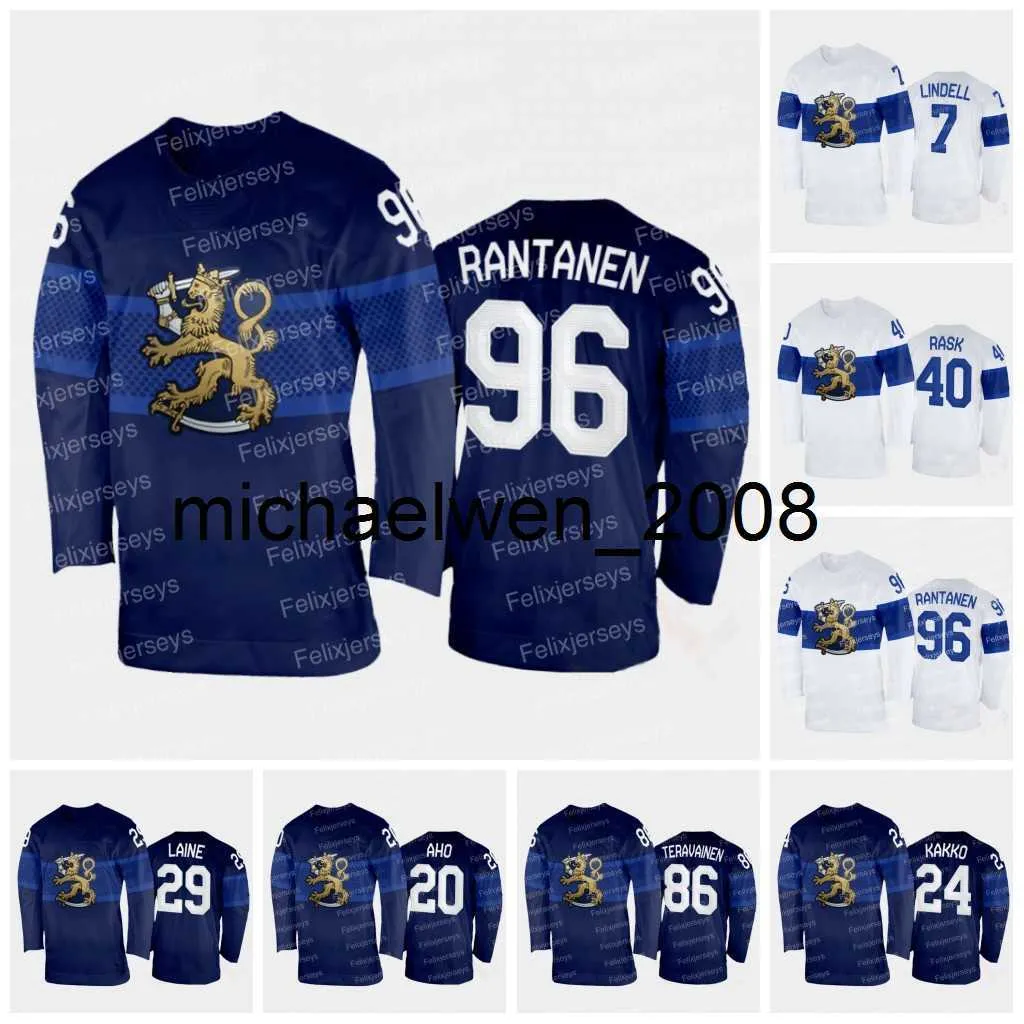 Weng Team Finland 2022 Winter Hockey Jersey Mikko Rantanen Teuvo Teravainen Kaapo Kakko Sebastian Aho Aleksander Barkov Miro Heiskanen Tuukka