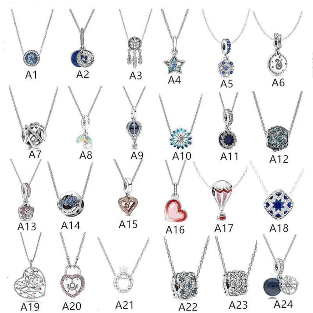 Collier Pandoras S925 Argent Océan Coeur Brillant Évider Galaxie Couronne Élégante Collier De Rêve Coloré Cadeau Saint Valentin Boîte Pandora Charms Collier