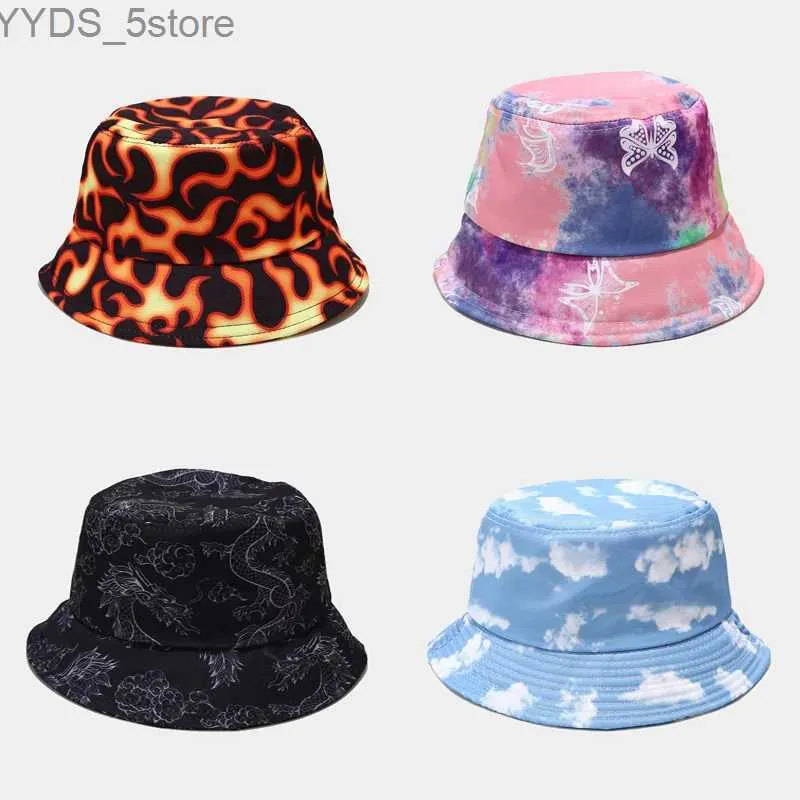 Wide Brim Hats Bucket Hats 2021 New Summer Tie Dye Bucket Hat For Women Men Outdoor Foldable Bob Fisherman Hat Girls Boys Gorros Panama Sun Hat YQ231110