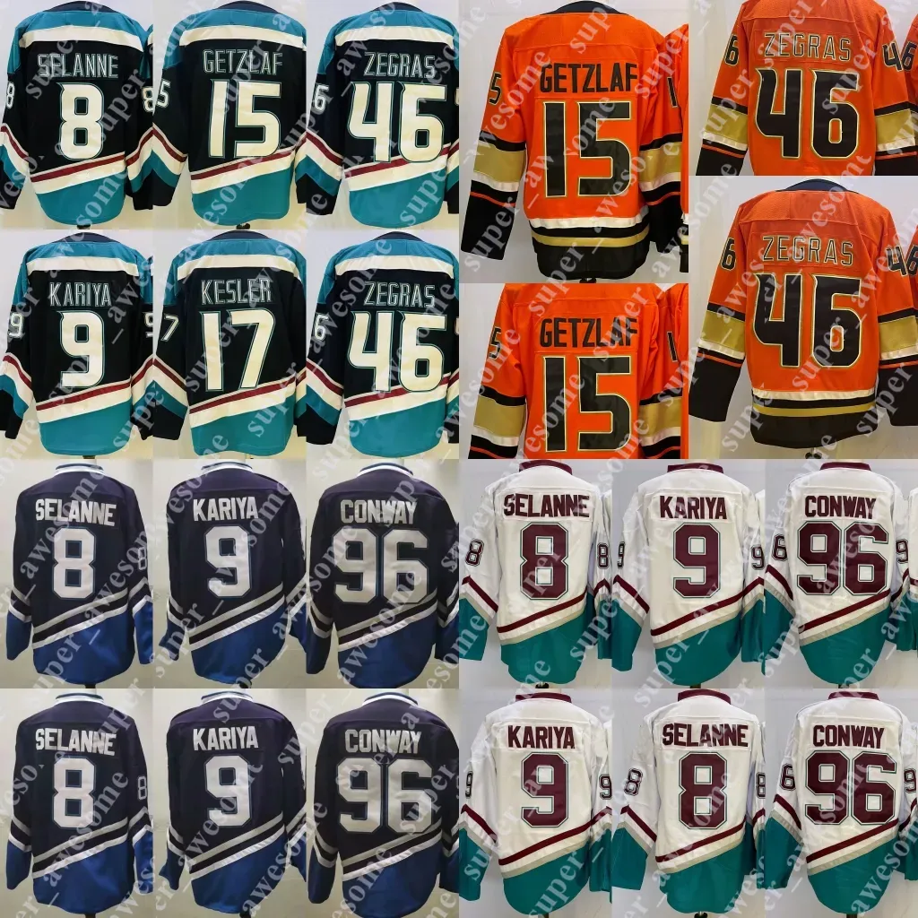 46 Trevor Zegras Jersey 15 Ryan Getzlaf 17 Ryan Kesler 8 Teemu Selanne