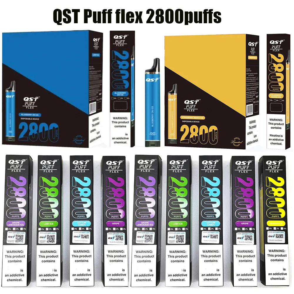 Puff Flex 2800puffs QST Disposable E Cigarettes 0 2 5 850mah Battery