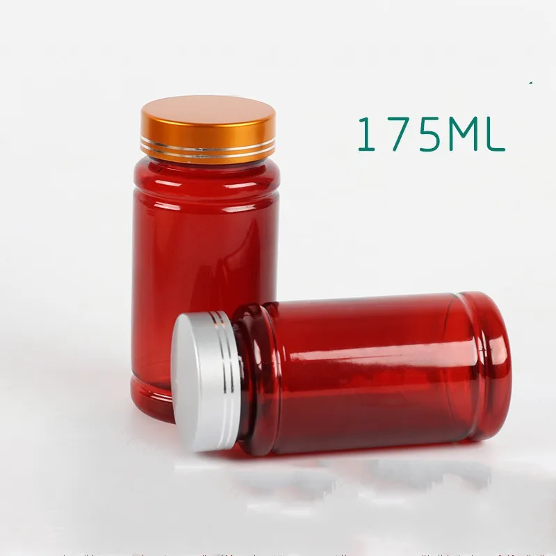 Capsules de médecine vides de 175 ml bouteille rechargeable bouteilles de capsules de santé brunes bouchon en métal pour animaux de compagnie appât de bouteille vide