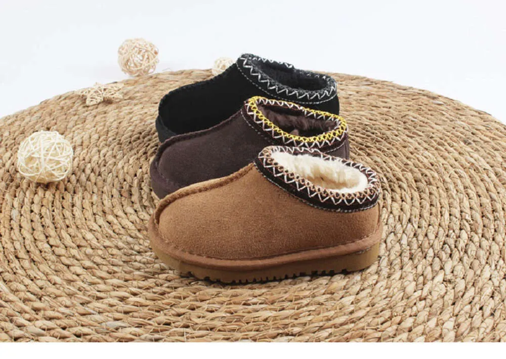 Kids Toddler Tasman II Kapcia Tazz Baby Buty kasztanowe futra slajdy owczesko-skóry Classic Ultra Mini Bot Winter Mules Slip-on Wool Little Big 21-35 B63