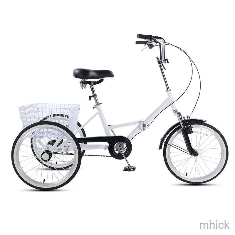 Cykelpedaler Mountain Tricycle 20 Inch Folding Tricycle Single Speed ​​Bicycle för män och kvinnor M230409